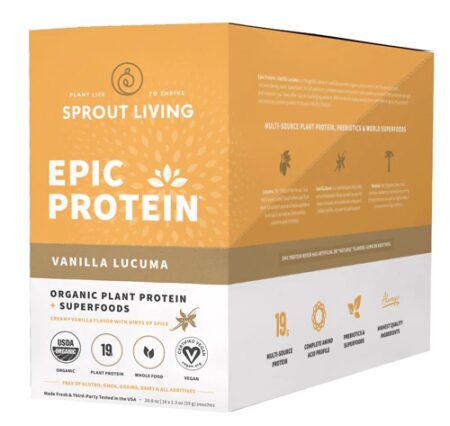 Sprout Living Epic Organic Plant-Based Protein® Vanilla Lucuma -- 16 Packets