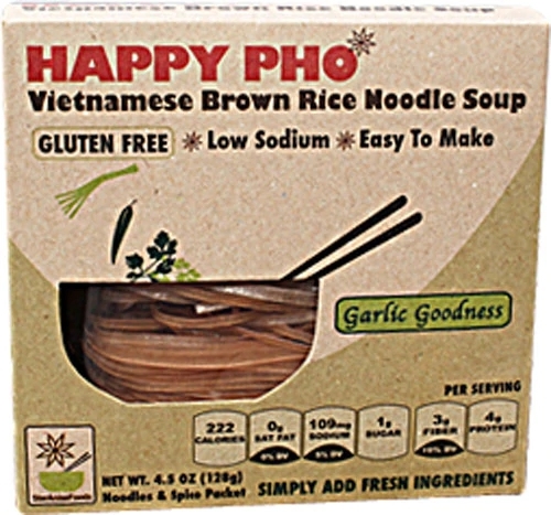 Star Anise Foods Happy Pho Sopa de Noodles de Arroz Integral com Alho - 128g