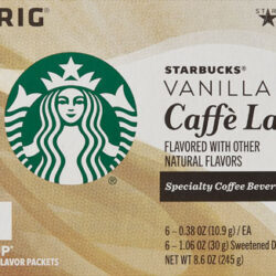 Starbucks Vanilla Caffe Latte K-Cup Pods & Flavor Packets - 6 Unidades de 12g Cada