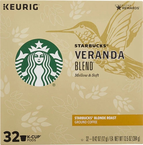 Café Starbucks Veranda Blend Blonde Roast Moído 32 Cápsulas K-Cup - 272g (32 Unidades)