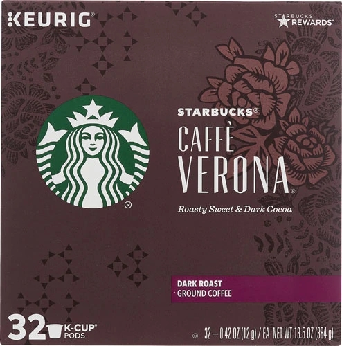 Café Starbucks Caffe Verona Torra Escura - 32 Cápsulas K-Cup (Aprox. 272g)