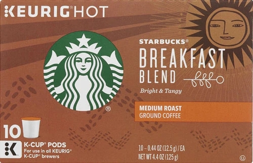 Café Torrado Médio Starbucks Breakfast Blend - 10 Cápsulas K-Cup