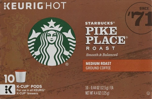 Starbucks Pike Place Roast Café Torrado Médio - 10 Cápsulas K-Cup (aprox. 120g)