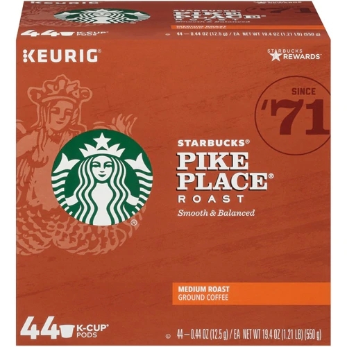 Starbucks Pike Place® Roast K-Cup Pack - Café Torrado Médio 44 Cápsulas (Aprox. 462g) - Sabor Clássico para Sua Cafeteira