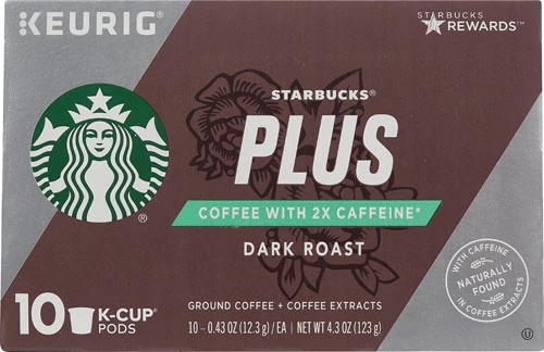 Café Starbucks PLUS com Dobro de Cafeína Torra Escura - 10 Cápsulas K-Cup (Aprox. 130g)