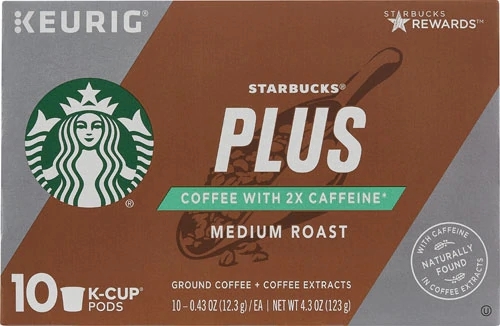 Café Starbucks PLUS com 2x Cafeína - Torra Média - 10 Cápsulas K-Cup (Aprox. 113g)