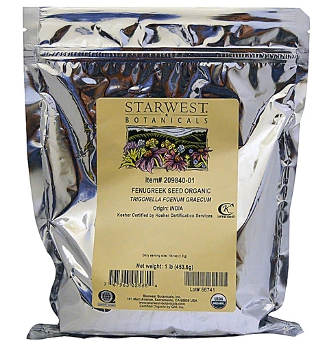 Starwest Botanicals Sementes de Feno-Grego Orgânico Inteiras - 453g