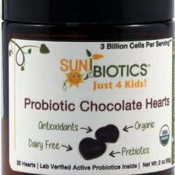 Sunbiotics Just 4 Kids! Corações de Chocolate Probióticos - 3 Bilhões de Células, 30 Corações