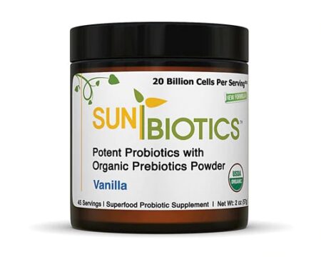 Sunbiotics Potent Probiotics with Organic Prebiotics Powder Vanilla -- 20 billion cells - 2 oz