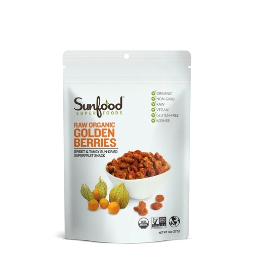 Golden Berries Orgânicas Cruas SunFood - 227g | Superalimento Rico em Nutrientes