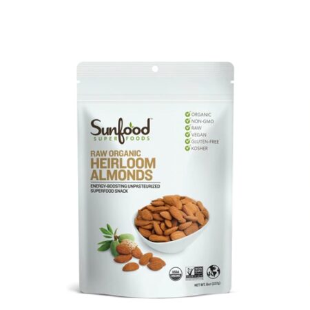 SunFood Raw Organic Heirloom Almonds -- 8 oz