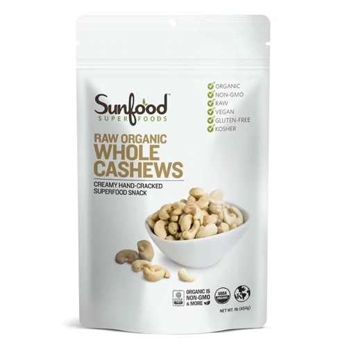 Castanha de Caju Crua Orgânica Inteira SunFood - 454g - Puro Sabor e Nutrição