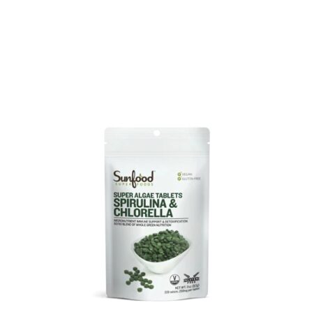 SunFood Super Algae Tablets Spirulina & Chlorella -- 2 oz