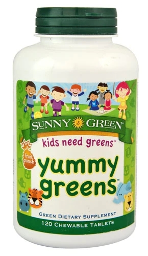 Sunny Green Yummy Greens™ Fruit Punch - 120 Comprimidos Mastigáveis | Nutrição Essencial
