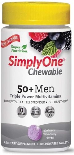 Super Nutrition SimplyOne® 50 Plus Men - Multivitamínico Mastigável Sabor Frutas Silvestres - 30 Comprimidos Mastigáveis