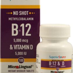 Superior Source B-12 5000mcg + Vitamina D 5000IU 100 Comprimidos Sublinguais