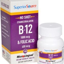 Superior Source B-12 & Ácido Fólico 100 Comprimidos Sublinguais - Energia e Bem-Estar