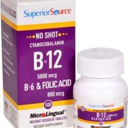 Superior Source B-12, B-6 e Ácido Fólico Sem Injeção - 100 Comprimidos MicroLingual® (40g)