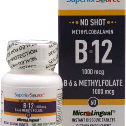 Superior Source B12 B6 e Metilfolato 60 Comprimidos MicroLingual - Energia e Bem-Estar