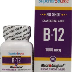 Superior Source Vitamina B12 Cianocobalamina 1000mcg - 100 Comprimidos de Dissolução Rápida