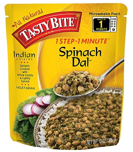 Tasty Bite Indian Cuisine 1 Step - 1 Minuto™ Dal de Espinafre 283g | Refeição Rápida e Saudável