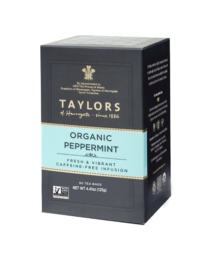 Chá de Hortelã Orgânico Taylors of Harrogate Sem Cafeína - 50 Sachês (50g)