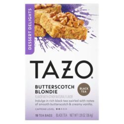 Chá Tazo Decaf Butterscotch Sem Cafeína - 15 Sachês (Aprox. 30g) | Sabor Caramelizado e Relaxante
