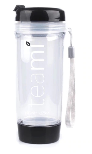 Teami Tumbler Dupla Camada Preto 397g - Garrafa Térmica para Chá e Infusões Geladas