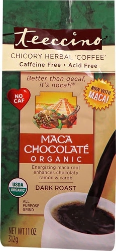 Teeccino Café Orgânico Alternativo Sem Cafeína Chocolate Amargo com Maca - 312g