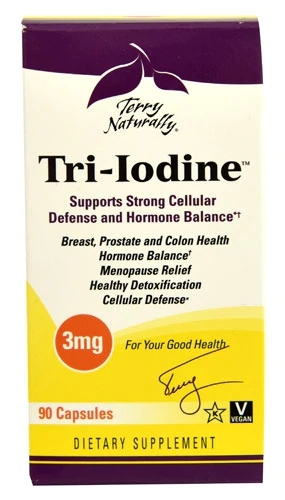 Terry Naturally Tri-Iodine Suporte Essencial de Iodo 90 Cápsulas (3mg)