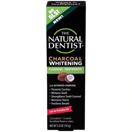 The Natural Dentist Charcoal Whitening Fluoride Toothpaste Cocomint -- 5 oz