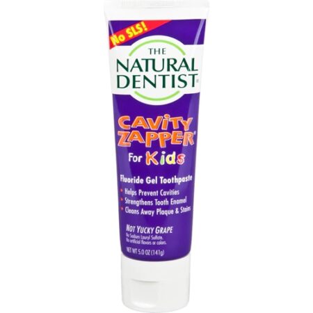 The Natural Dentist Kids Cavity Zapper Fluoride Gel Toothpaste Not Yucky Grape -- 5 oz