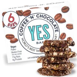 The YES Bar Vegana Sem Glúten Café e Chocolate - 180g (6 Barras) - Alimento Real Low Sugar Paleo