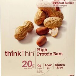 Barra de Proteína thinkThin Sabor Amendoim Crocante - 10 Barras (Aprox. 55g cada)