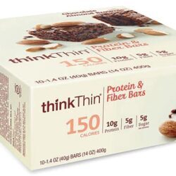 thinkThin Barra de Proteína e Fibra Chocolate Almond Brownie - 10 Barras (Aprox. 400g)