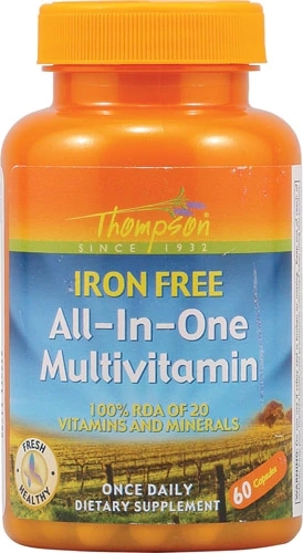 Thompson All In One Multivitamínico Sem Ferro - 60 Cápsulas | Energia e Bem-Estar Diário