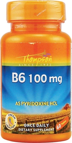 Vitamina B6 Thompson 100mg Piridoxina HCl - 60 Comprimidos - Suporte Essencial para o Bem-Estar