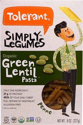 Penne de Lentilha Verde Orgânica Tolerant Food - 227g - Saudável e Nutritivo