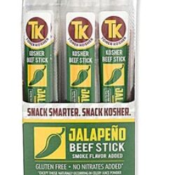 Tomer Palitos de Carne Kosher com Jalapeño - Pacote com 24 Unidades (Aprox. 340g)