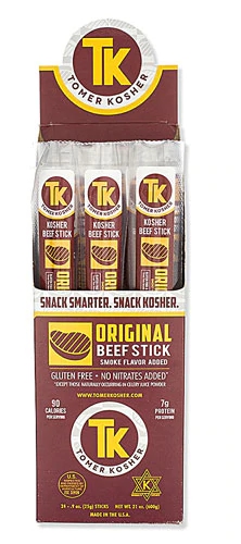 Tomer Palitos de Carne Kosher Original - Pacote com 24 Unidades (Aprox. 450g)