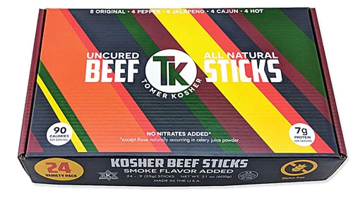 Tomer Beef Sticks Kosher Variados - 24 Unidades - Lanche Proteico e Saboroso