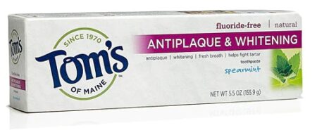 Tom's of Maine Antiplaque and Whitening Fluoride-Free Natural Toothpaste Spearmint -- 5.5 oz