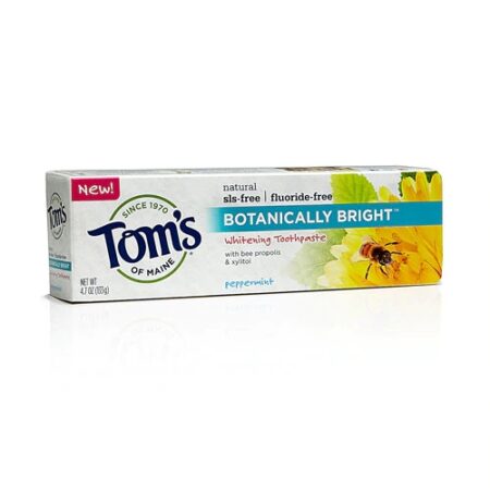 Tom's of Maine Botanically Bright Whitening Fluoride-Free Natural Toothpaste Peppermint -- 4.7 oz