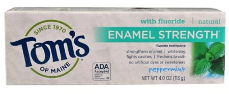 Tom's of Maine Enamel Strength Natural Fluoride Toothpaste Peppermint -- 4 oz