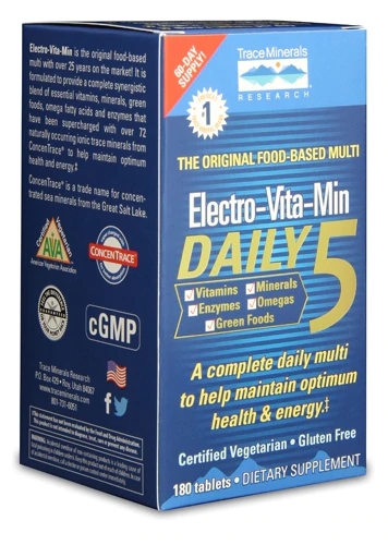 Trace Minerals Research Electro-Vita-Min Daily 5 - 180 Comprimidos | Nutrição Completa para o Bem-Estar Diário