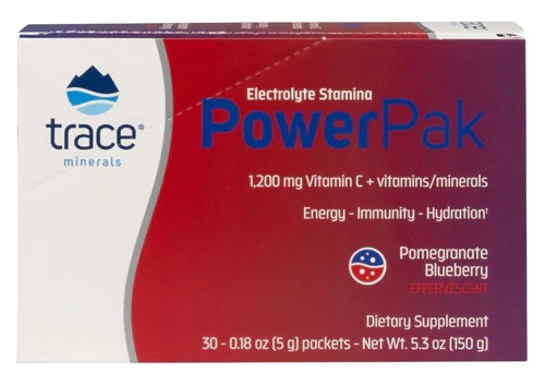 Trace Minerals Research Electrolyte Stamina Power Pak Pêssego e Blueberry - 30 Sachês