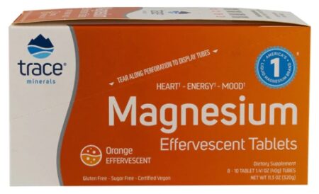 Trace Minerals Research Magnesium Effervescent Tablets Box Orange -- 8 Tubes