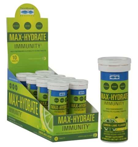 Trace Minerals Research Max-Hydrate Immunity+ Box Lemon-Lime -- 8 Tubes