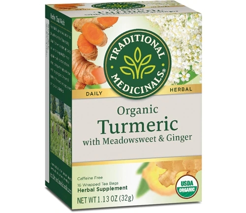 Chá Orgânico Traditional Medicinals Cúrcuma com Meadowsweet e Gengibre - 16 Sachês (28g)