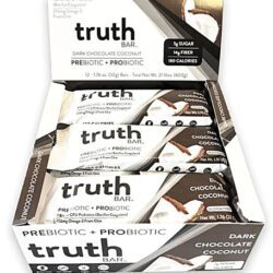 Truth Bar Snack Prebiótico + Probiótico Chocolate Amargo e Coco - Caixa com 12 Barras